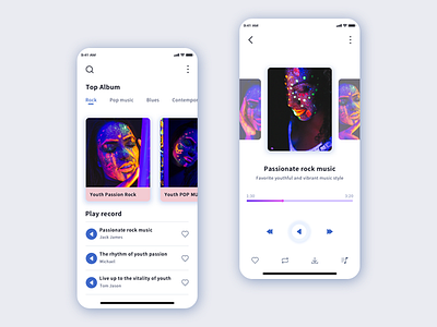 Music interface app design ui