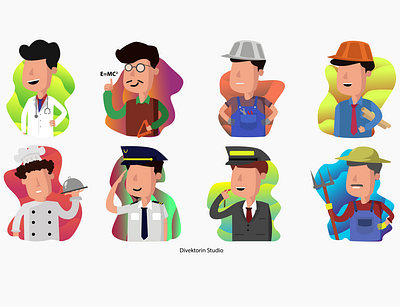 Character Design (Professions) branding characterdesign design flat icon illustration illustration art logo vector