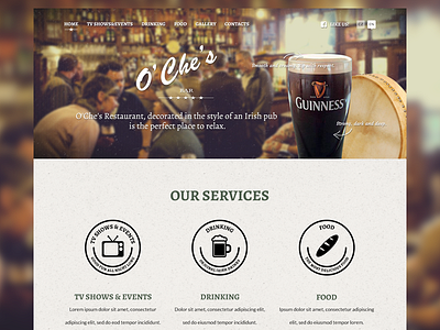 O'Che's Bar bar bear irish old redesign restaurant vintage web design webdesign website