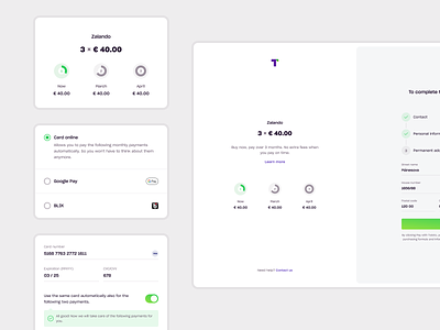 Twisto/Zip: Pay in 3 card chart checkout collect divide form installments instalments methods monthly payment payments psp react slice split steps web