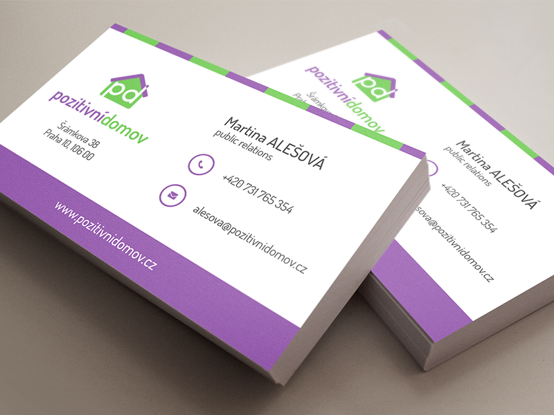 Business Cards - PD cards business cards flat simple nice clean logo logotype green white violet