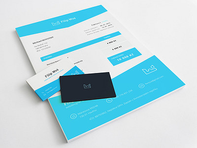 Invoice & Business Cards blue business cards cards clean corporate dark flat identity invoice