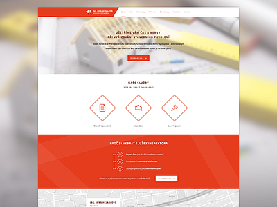 Building Inspector building clean construction flat red simple web webdesign website