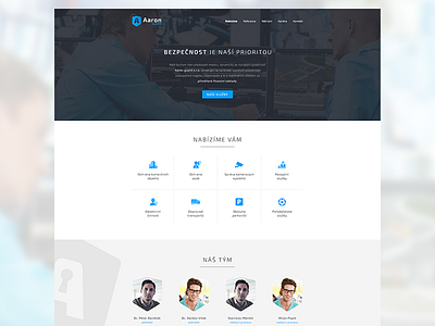 AaronGuard blue clean flat icons services simple team web webdesign website white