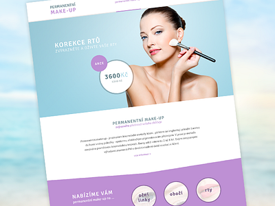 Permanent make-up clean cosmetics flat make up pastel simple web web design website woman