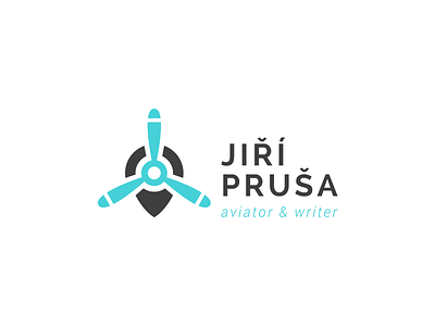 Jiří Pruša - aviator & writer aviator flat jiří logo map pin plane propeller pruša simple traveller writer