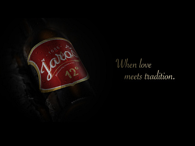 Jarošovský pivovar [brewery] bear bottle brewery folklore gold handwritten logo love mockup red shield tradition