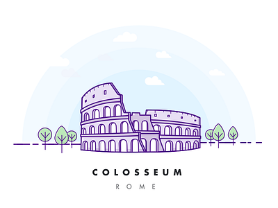 Colosseum art building city coliseum colosseum flat history illustration italy outline rome sky