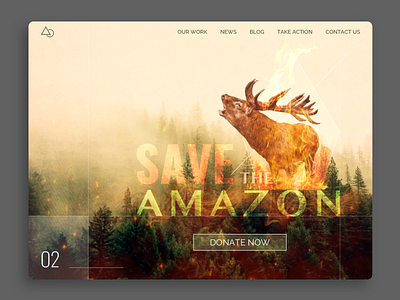 Save The Amazon - Web Design Concept amazon color design donate environment fire forest landing page minimal nature save ui uidesign ux web design website design wildfire