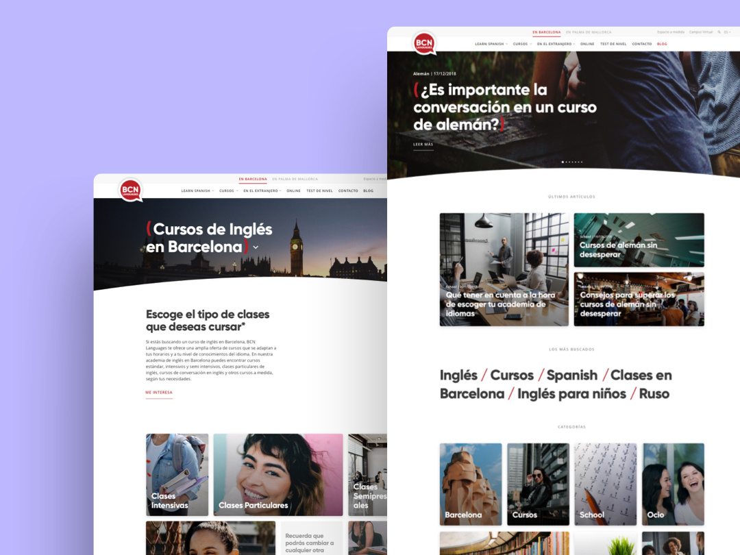UX UI Design project for Bcnlanguages, languages school. by Ivan Garcia ...