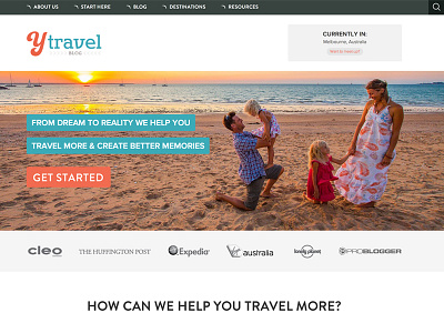 yTravel Blog Homepage 12 Steps to Travel clean flat homepage interface retro travel website
