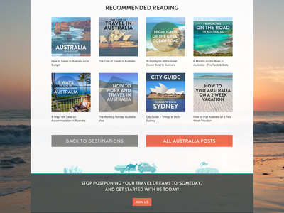 yTravel Blog Australia Travel Guide australia blog guide index interface retro travel website
