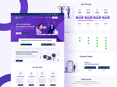 Podcast landing page agency landing page agency website home page home page illustration landing design landing page landing page design landingpage new agency podcast podcast art podcast landing page podcasting podcasts web design web design agency website concept website design