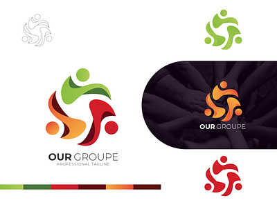 Our Group 3d logo agency app branding creative group logo health icon leaf logo logo design ux vector