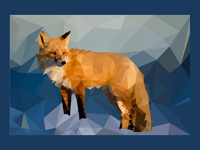 Fox in snow illustration design illustration mosaic