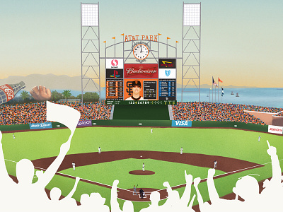 SF Giants att park baseball bay area giants illustration san francisco sf