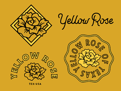 Yellow Rose badge floral flower lettering lockup r rose texas type vector y yellow