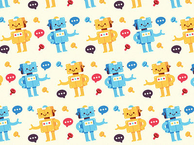 Bots everywhere! app bolt bot chat cute fun marvel pattern