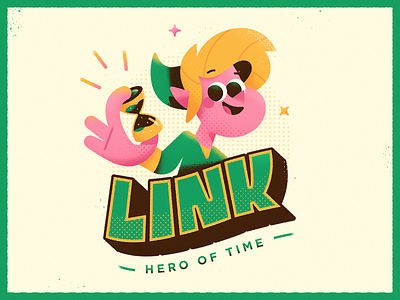 Link, Hero of Time - Warmup #2 business card character cute design dribbbleweeklywarmup hourglass illustration lettering link nintendo photoshop quest vector vector art zelda
