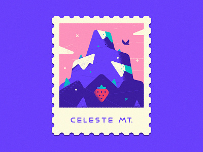 Celeste Mountain - Warmup #10 badge celeste design dribbbleweeklywarmup flat graphic design icon illustration lettering mountain stamp strawberry typography vector vector art videogame warmup winter