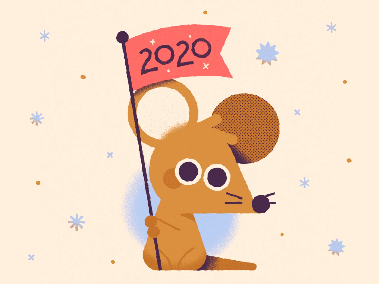 Happy 2020! 2020 2d animation animation character character design cute fireworks flag gif illustration mouse new year rat vector