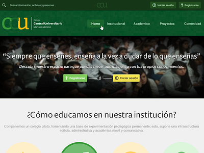 Colegio Central Universitario - Homepage button home homepage landing logo school school network ui website