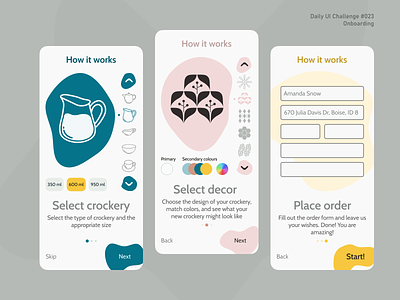 Daily UI #023 | Onboarding 023 application crockery daily ui dailyui23 design figma how it works illustration mobile app onboarding ui ux vector