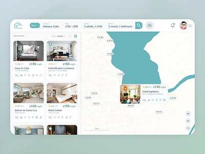 Hotel booking service 029 apartments app application booking concept daily ui dailyui29 design figma hotel map room web