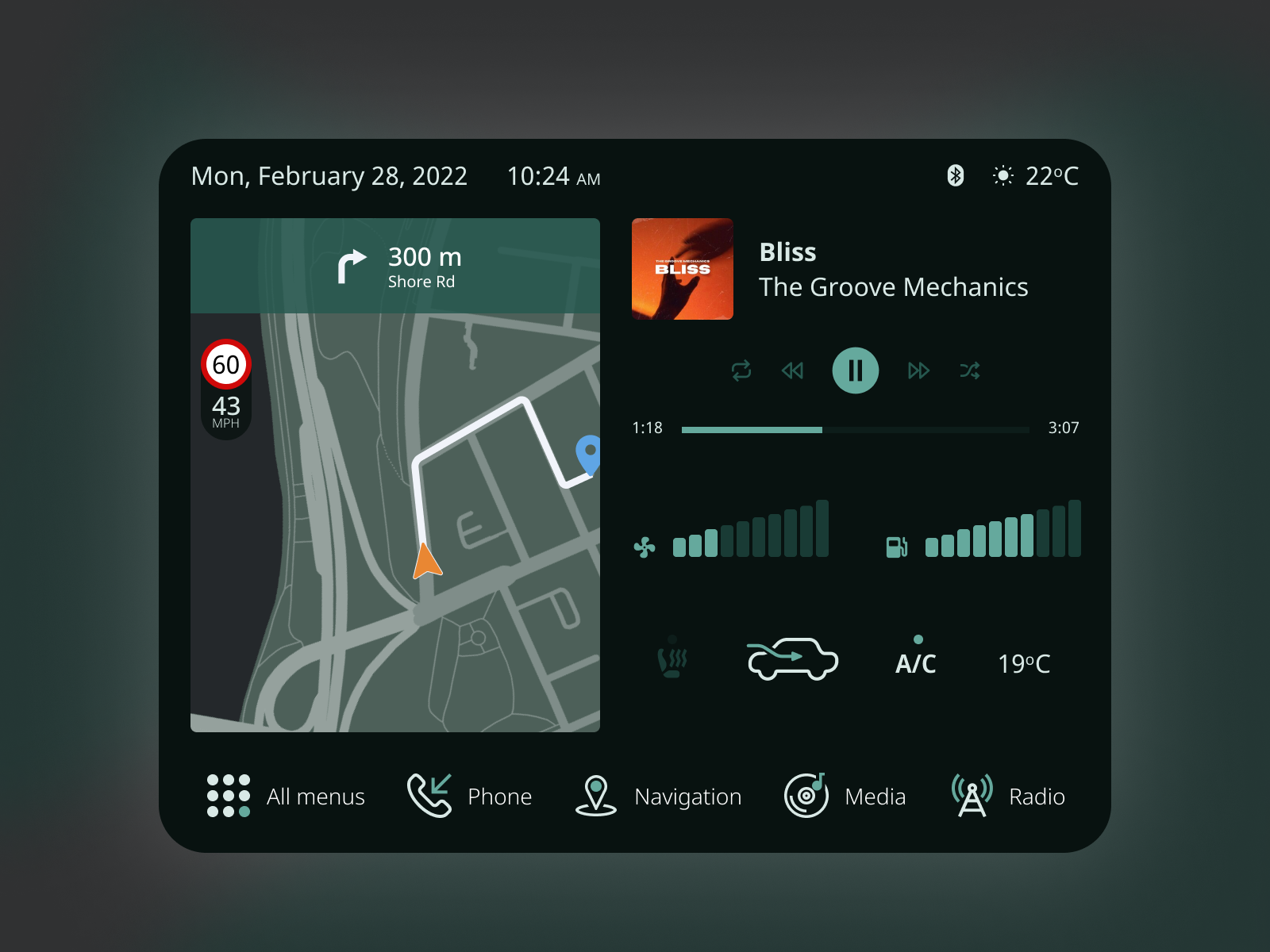 Car interface Daily UI 034 by Oleg Ostrikov on Dribbble