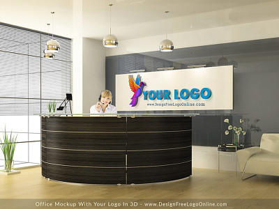 Branded Office Mockup With 3D Logo 3d office mockup graphic design logo mockup