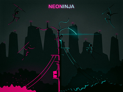 NEONINJA app design icon illustration minimal vector web