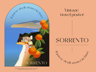 Vintage travel poster Sorrento illustration poster