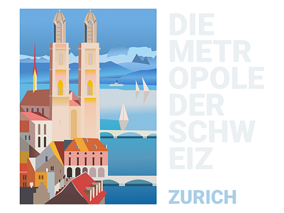 Zürich - Die Metropole der Schweiz figma illustration poster vector