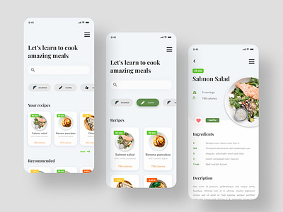 Recipes app app cooking design figma graphicdesign mobile recipes typography ui ux web