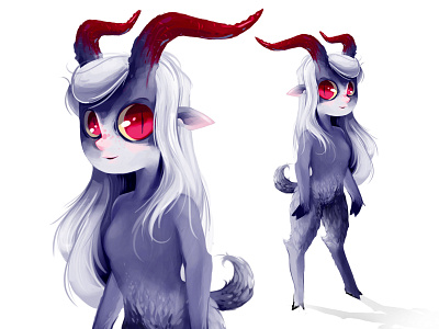 Goat girl character design concept art digitalart drawing girl goat horns illsutration photoshop