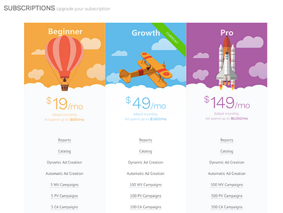 Pricing page design for AdGeek frontend ui