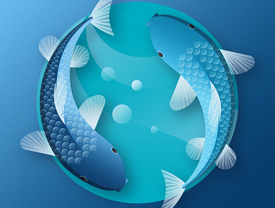 The Zodiac Signs - Pisces adobe illustrator blue cold digital illustration fish flat design gradients illustration pisces product design vector vector illustration water zodiac zodiac signs