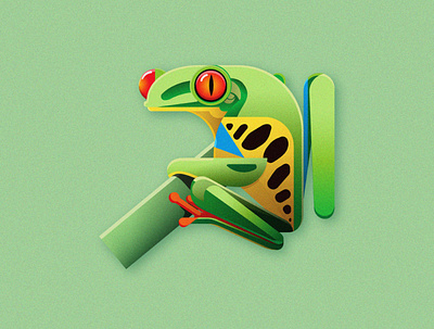 Tropical Frog Illustration adobe illustrator amphibians bright color daily art daily doodle flat design flat designs frog gradients green grits illustration product design tropical vector vector illustration vectorart wild life