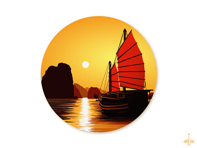 Boat at Sunset adobe illustrator boat contrast digital illustration flat flat design gradients illustration illustration digital inspiration landscape ochers ripples sea vector vector illustration vectorart water