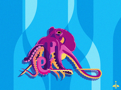 Daily Doodle Exercise - Octopus (correction) adobe illustrator blue cephalopod contrast daily art daily doodle daily illustration daily vector details ocean octopus orange product designs purple sea creature sea creatures vector art vector artist vector illustration yellow