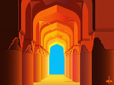 Daily Doodle Exercise - Columns & Archway adobe illustrator architecture blue brown contrast daily art daily doodle daily illustration daily illustrations daily vector digital art flat design graphic design ocher ochers orange vector vector art vector illustration yellow