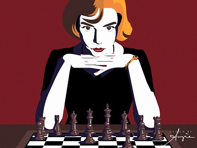 Daily Doodle - Tribute to the Queen's Gambit chess chess playing contrast digital artist flat design geometric graphic design illustration illustration art minimal netflix poster series symetry texture tribute vector vector art vector illustrator