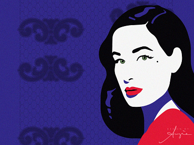 Dita Von Teese - Daily Doodle black blue blue and white contrast daily art daily doodle digital portrait dita dita von teese flat design illustration digital portrait red tribute vector vector art vector artist vector illustration von teese