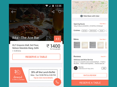 dineout detail screen app