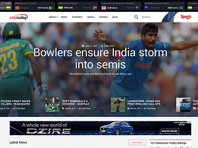 Crictoday Homepage experience interface user