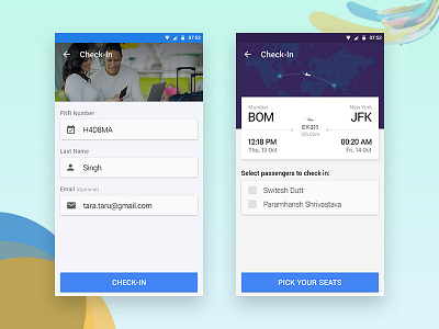 Check-in and seat selection process of booked flight user experience user interface