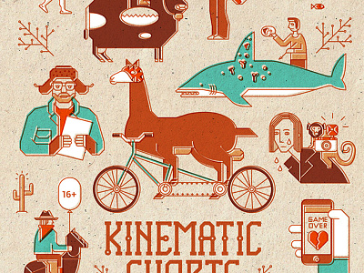 Kinematic Shorts spring design drawing graphic illustration irinastepanova movie poster vector