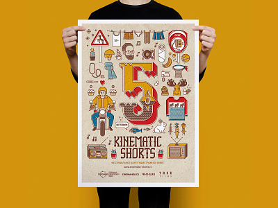 Kinematic Shorts poster drawing graphic illustration irinastepanova movie poster vector yellow