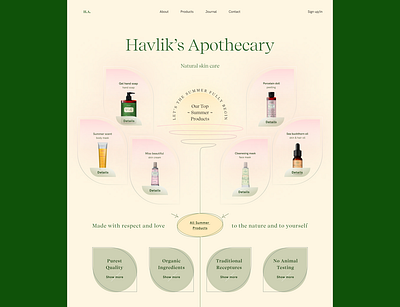 Natural cosmetics e-shop redesign 2021 branding cosmetics design figma landingpage skin skin care trends 2021 typography ui uiux web design