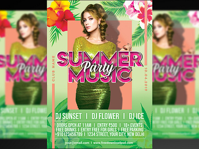 Summer Music Party dj flowers flyer music music party party summer summer flyer summer music party summer music party flyer summer party summer party flyer summer time